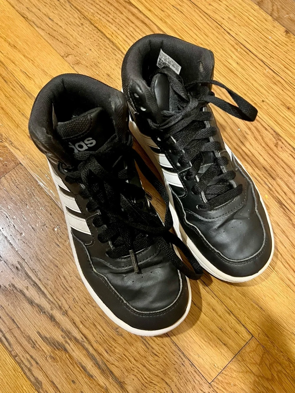 Kids Adidas Black and White Mid-Top Sneakers